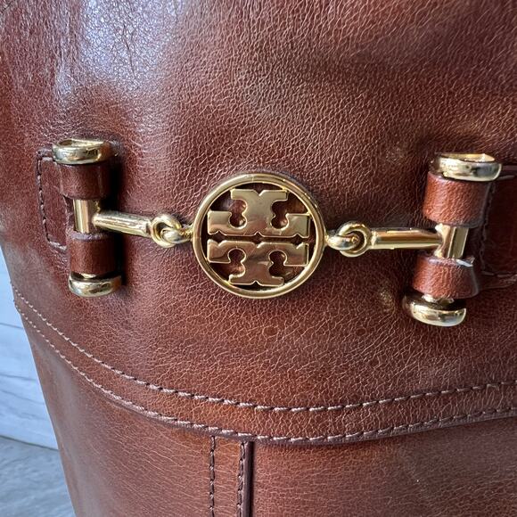 Tory Burch Boots Womens Size 6 Brown Nadine Leather Riding Tall Fall Wear - Picture 2 of 16